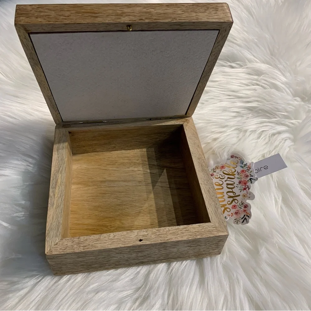 Jewelry Trinket Wood Box With Framed Detailed Embroidery Beading Letter “K” NWT